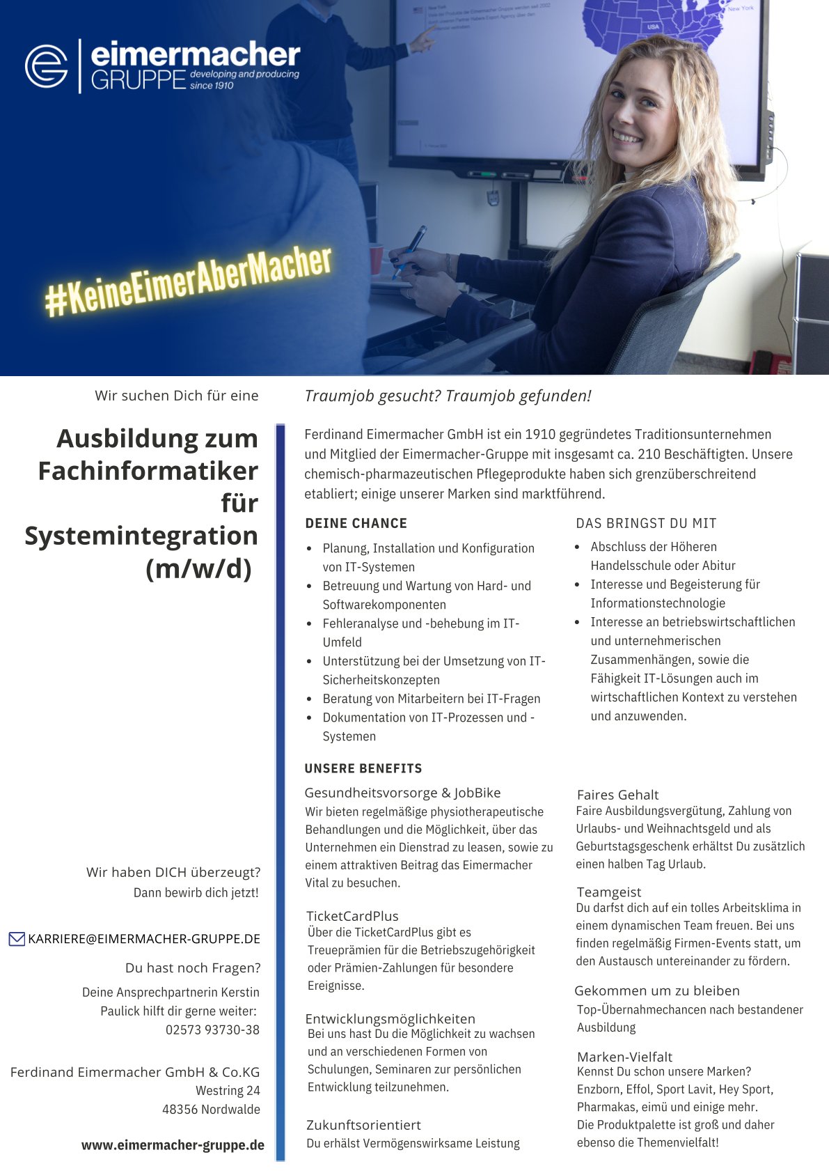 Ausbildung zum Fachinformatiker für Systemintegration (m/w/d) | Eimermacher